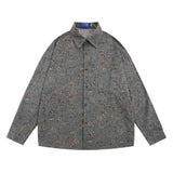 Men Long Sleeved T Shirt Men's Loose Casual Retro Spring and Autumn Lapel Long Sleeve Shirt