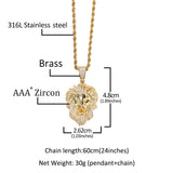 Jewelry Three-dimensional Copper with Zircon Personality Lion Head Pendant Animal Spectrum Far East