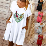 Valentine's Day Dress Loose V-neck Dress for Women