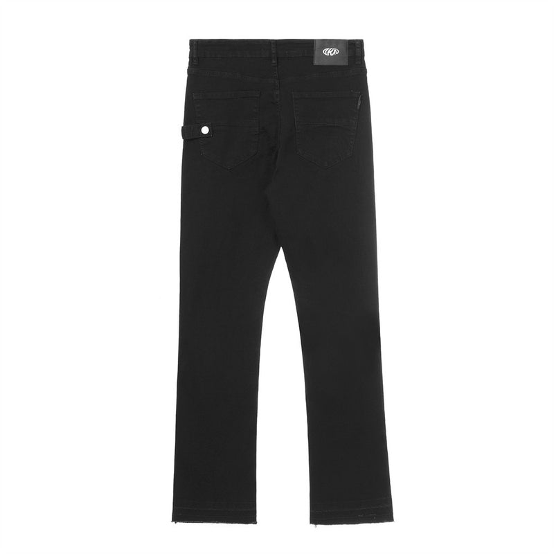 Men Jeans Raw Edge Solid Color Casual