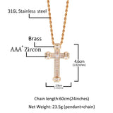 Jewelry Hip Hop Cross Pendant Personality T-Square Zircon Necklace Crosses St. Valentine's Spectrum