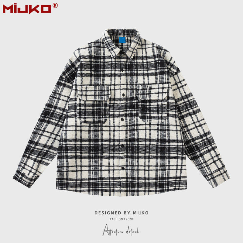 MIJKO Mens Jacket Plaid Unisex Jacket
