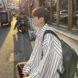 Men Shirts Striped Summer Loose Casual