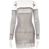 Women Dress Sexy See-through Shiny Dress