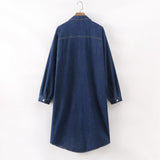 Women Trench Coat Denim Shirt Loose Dress