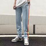 Palm Angels Pants Palm Angels Rainbow Striped Pants Men's and Women's Casual Trousers Loose