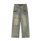 Men Jeans Patch Retro Loose
