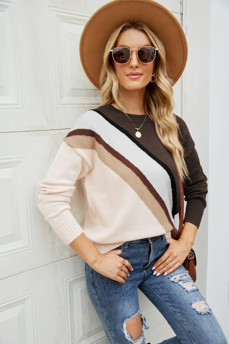 Women Pullover Sweater Fashion Striped Sweater
