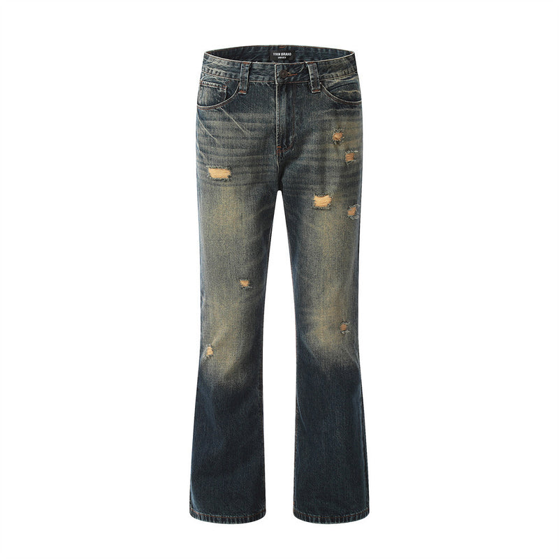 Men Jeans Ripped Horn Distressed Loose