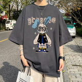 Men T Shirt Rabbit Print Summer Versatile Oversize