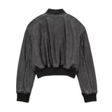 Women Cotton Coat Stand Collar Motorcycle Jacket Leather Coat