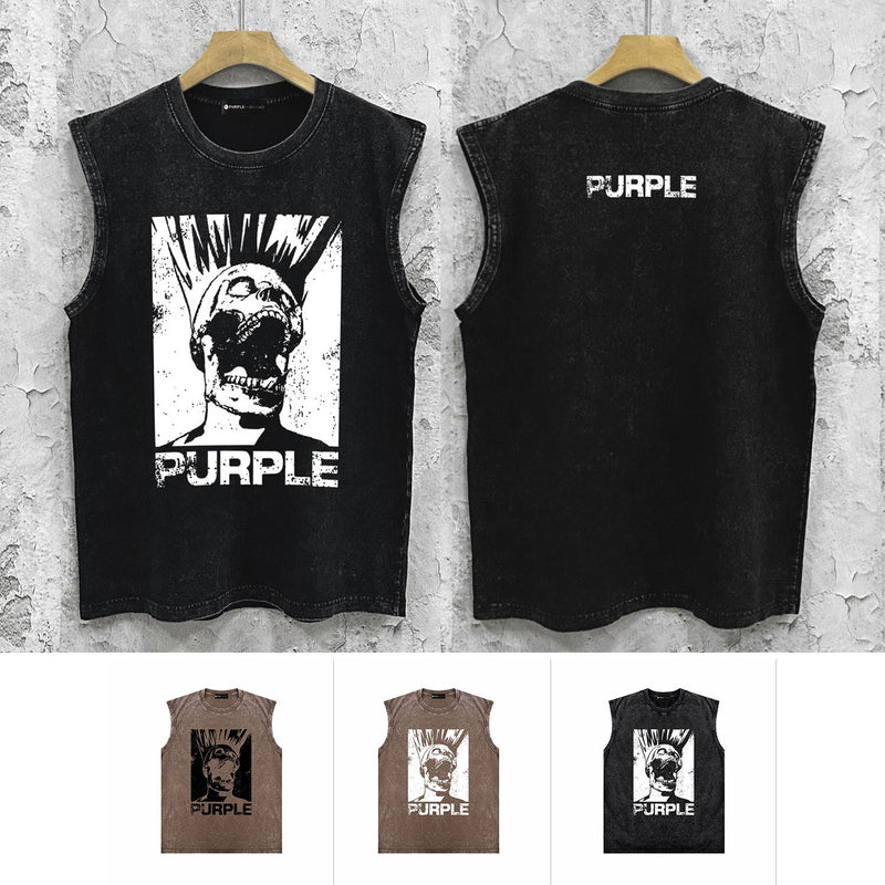 Purple Brand Distressed Tank T Shirts Distressed Sleeveless T-shirt Vest