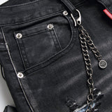 DSQ2 Short Jeans Ripped Patch Slim-fit Stretch Denim Shorts