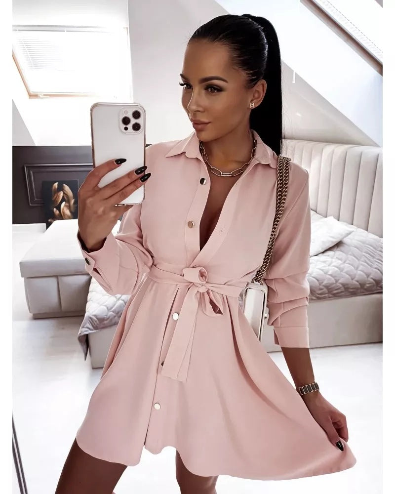 Women Dress Elegant Slim Slimming Shirt Dress