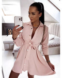 Women Dress Elegant Slim Slimming Shirt Dress