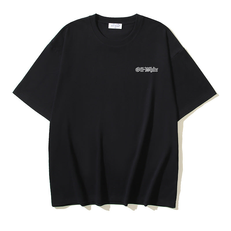 Off White T Shirts OW Cartoon Animal Pattern Crew Neck Pullover Short Sleeves