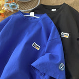 Men T Shirt Summer Loose Klein Blue