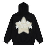 Men Fleece Lined Hoodie Embroidered Hoodie Men's High Street Ins Loose Pullover Hoodie