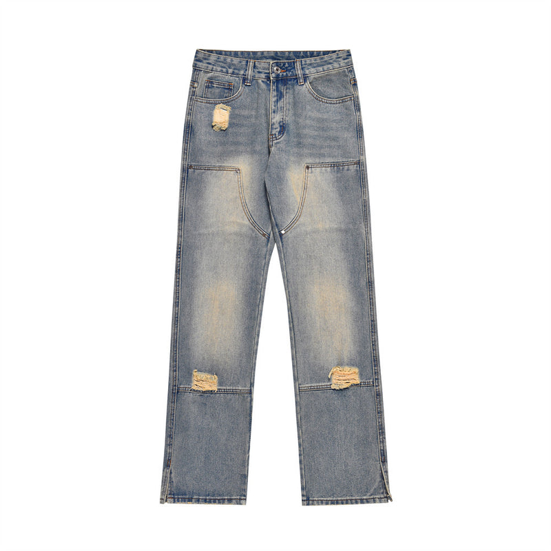 Men Jeans Retro Tattered Jeans Loose All-Match
