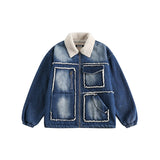 Unisex Coat Denim Coat Warm Winter Lamb Wool