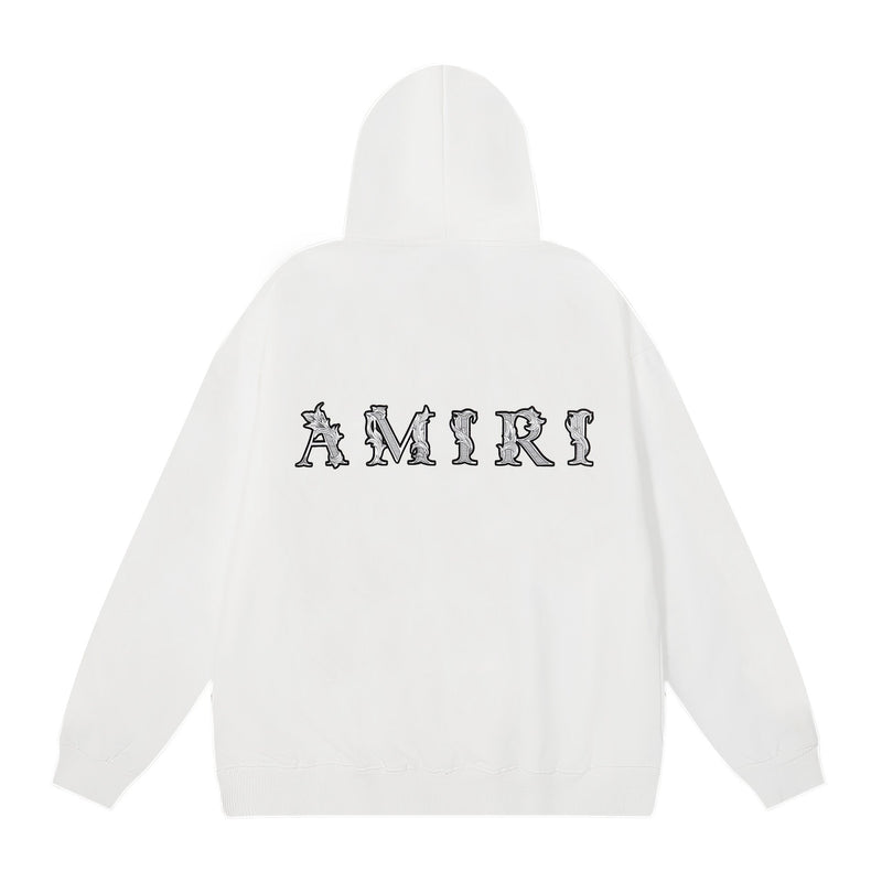 Amiri Hoodie OW Seagrass Alphabet Print Hooded Sweater Men and Women