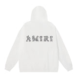 Amiri Hoodie OW Seagrass Alphabet Print Hooded Sweater Men and Women