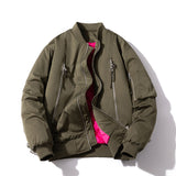Mens Vintage Jackets Zip Baseball Collar Thermal Bomber Jacket