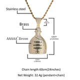 Jewelry Bottle Pendant Necklace Copper Set Zircon Hip Hop Rap Spectrum