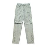 Men Jeans Stitching Ruffle Casual Loose