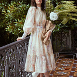 Bohemian Dress Lantern Sleeve Pastoral Floral Dress