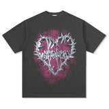 Unisex T Shirt Spiny Heart Print Short Sleeve