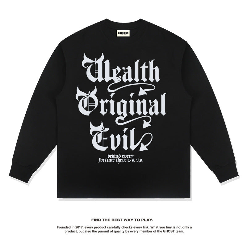 Unisex Long Sleeve Shirt Autumn and Winter Wash Old Long Sleeve