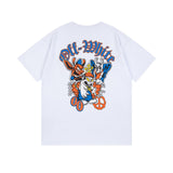 Off White T Shirts OW Cartoon Animal Pattern Crew Neck Pullover Short Sleeves