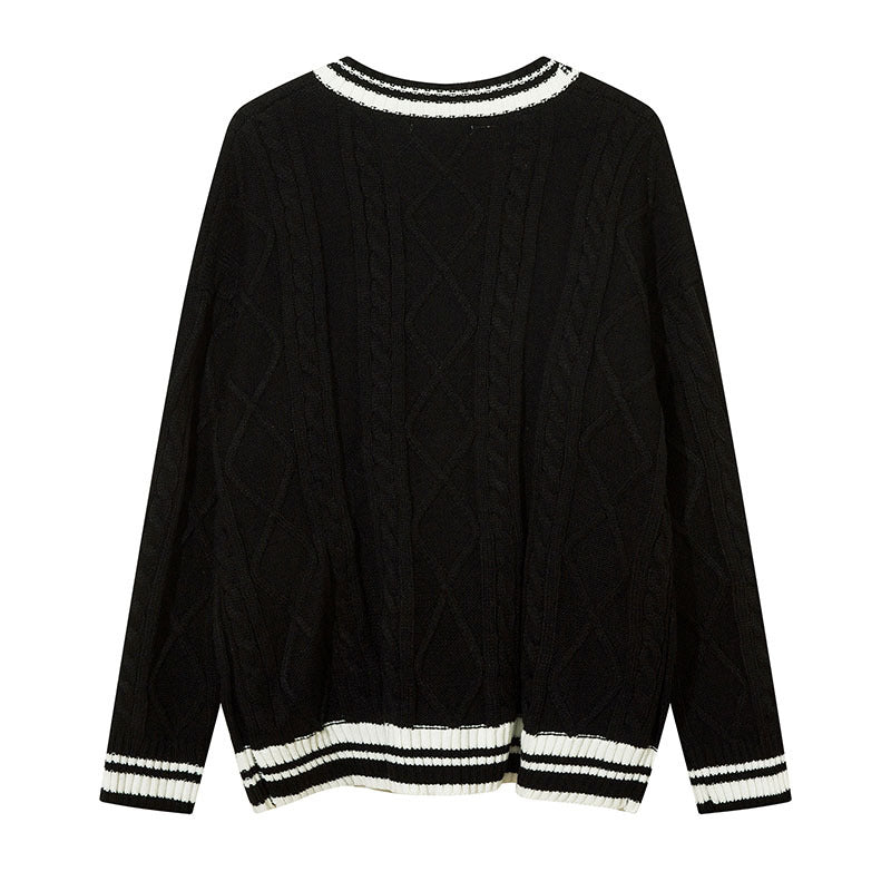 Women Sweater College Style Letter Badge