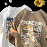 Men T Shirt Cartoon Tiger Print Casual Oversize