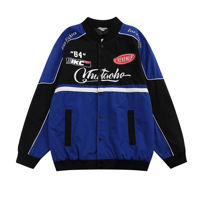 Women Jackets Retro Racing Suit Jacket Baseball Uniform