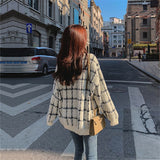 Women Knitted Cardigan Loose Fashion Plaid