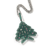 Jewelry Zircon Christmas Tree Hip Hop Pendant Necklace Spectrum