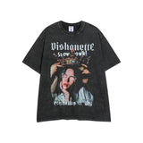 Men T-shirt Portrait Printing Oversize Retro Loose