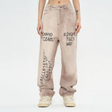 Men Jeans Loose Tie-Dye Gradient Wide Leg