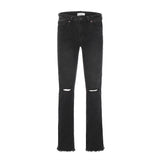 Men Jeans Side Zipper Ripped Punk Casual Burrs