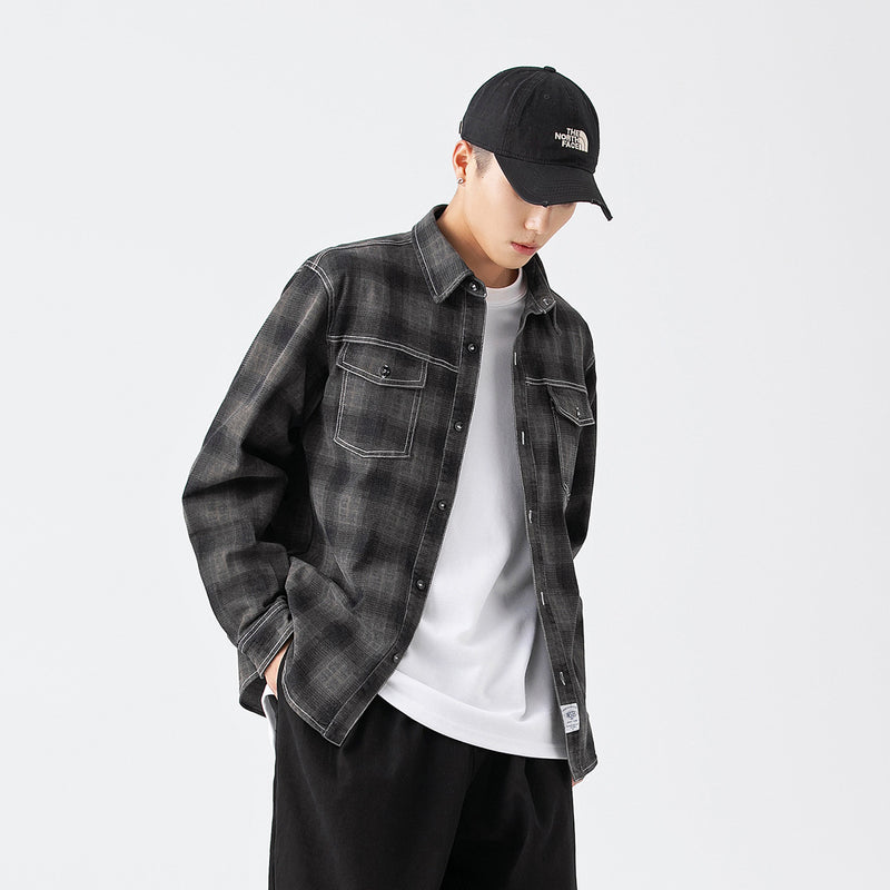 Unisex Shirt Loose Plaid Leisure Artistic Style