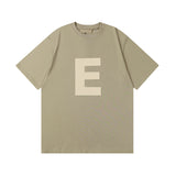Fog Essentials T Shirts Spring Summer FOG Flocking E Letter Crew Neck Short Sleeves