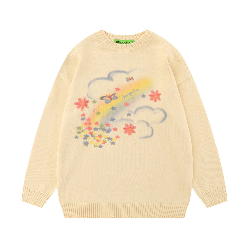 Men Sweater XINGX Graffiti Printing Crew Neck Sweater