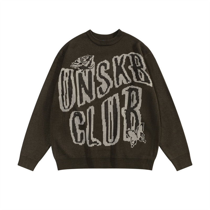 Men Sweater Letter Jacquard Sweater Wool