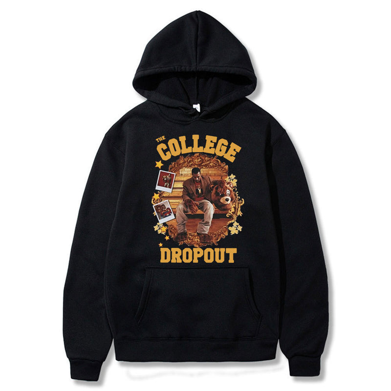 College Dropout Hoodie Kanye West Music Album Printed Sweats