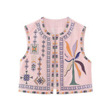 Women Vest Embroidery Cardigan Vest