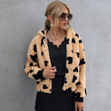 Women's Fur Jacket Fashion Love Pattern Plush Coat