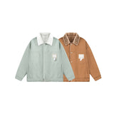 Unisex Coat University Style Plush Cotton Jacket Reversible Coat