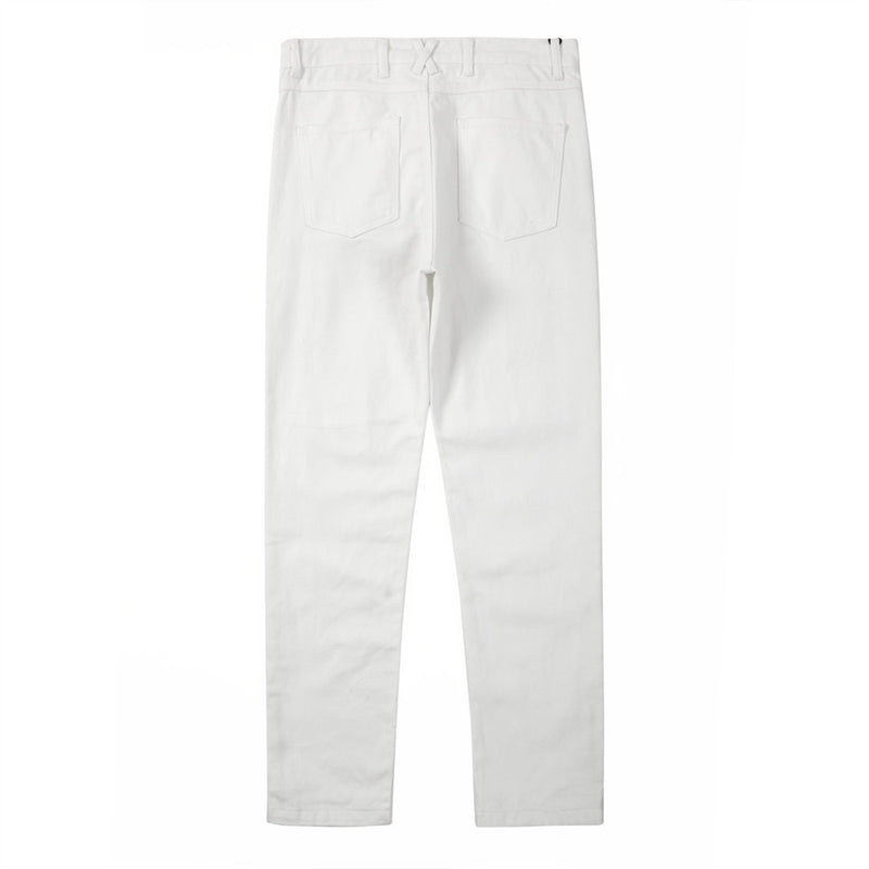 Men Jeans Workwear Metal Button Zipper Slit